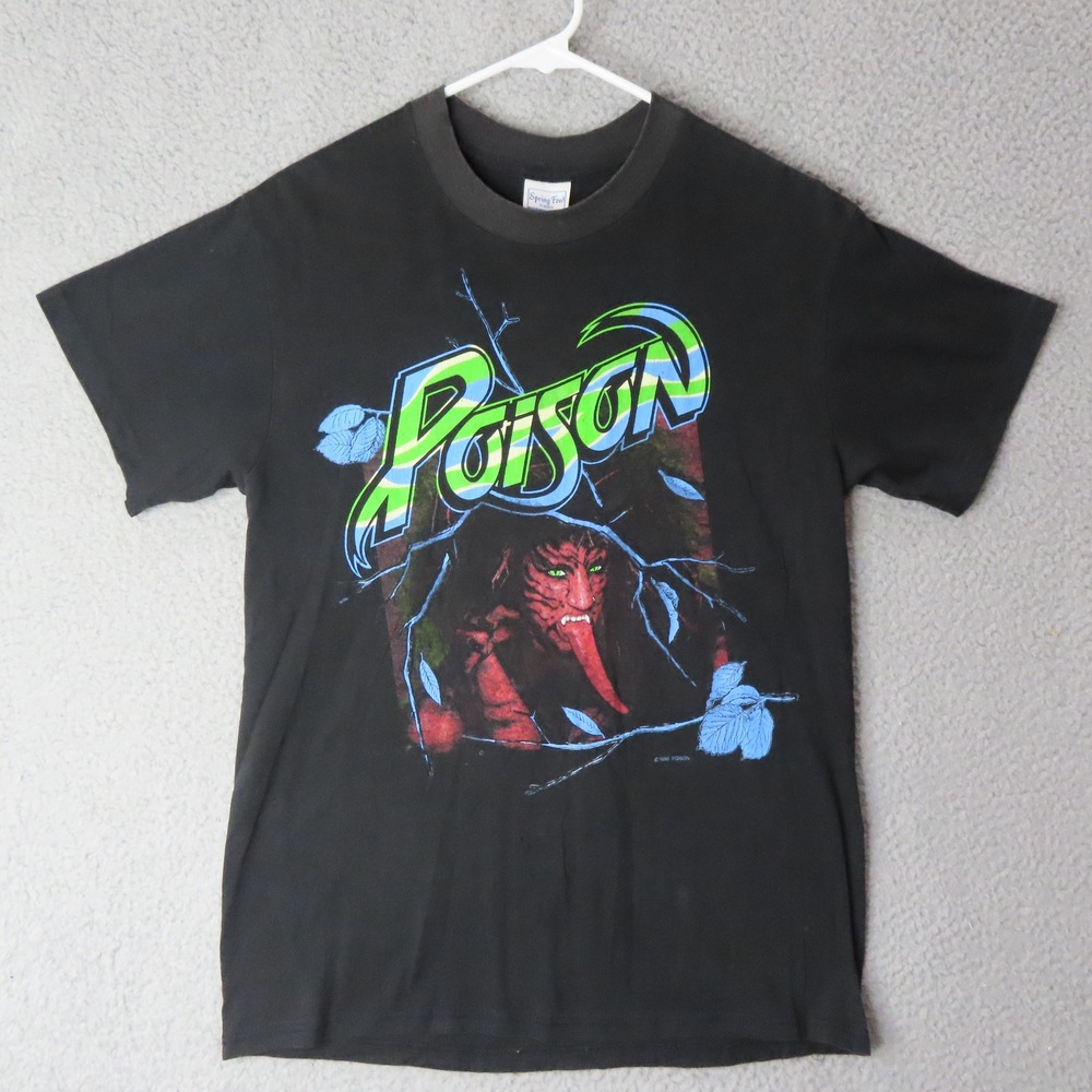 Vintage 1988 Poison Devil Tongue Double Sided Band T Shirt USA Spring Ford Med